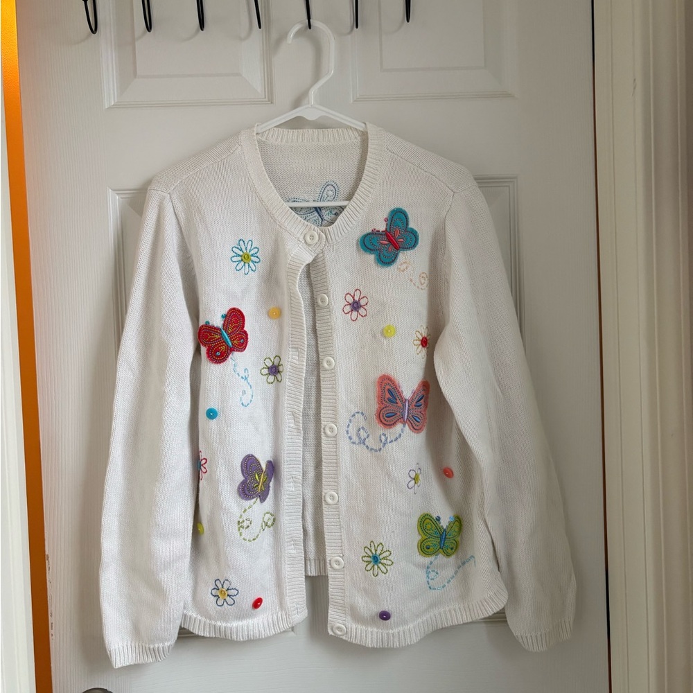 Women’s Vintage White Butterfly Cardigan